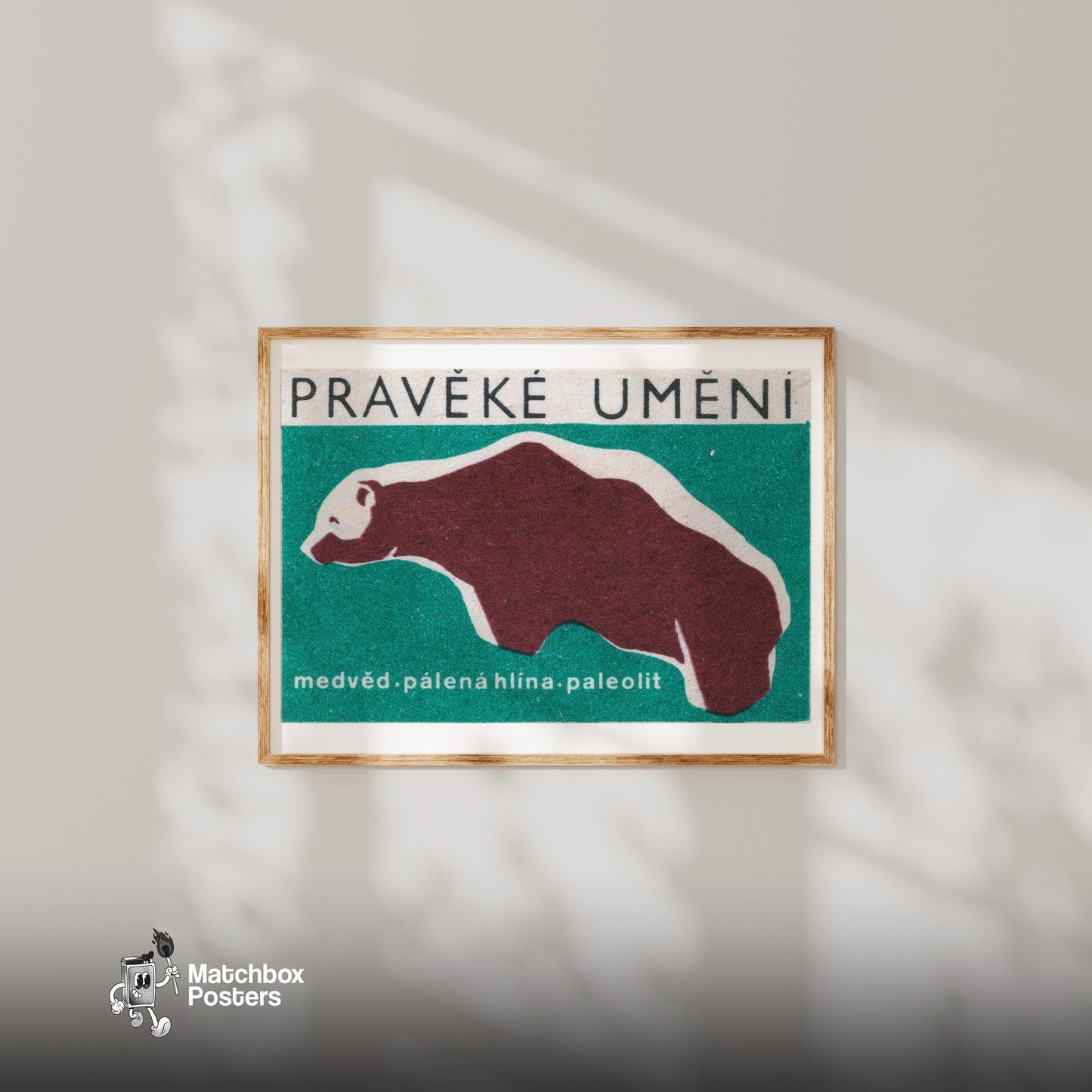 Bear - vintage matchbox label print - bedroom mockup