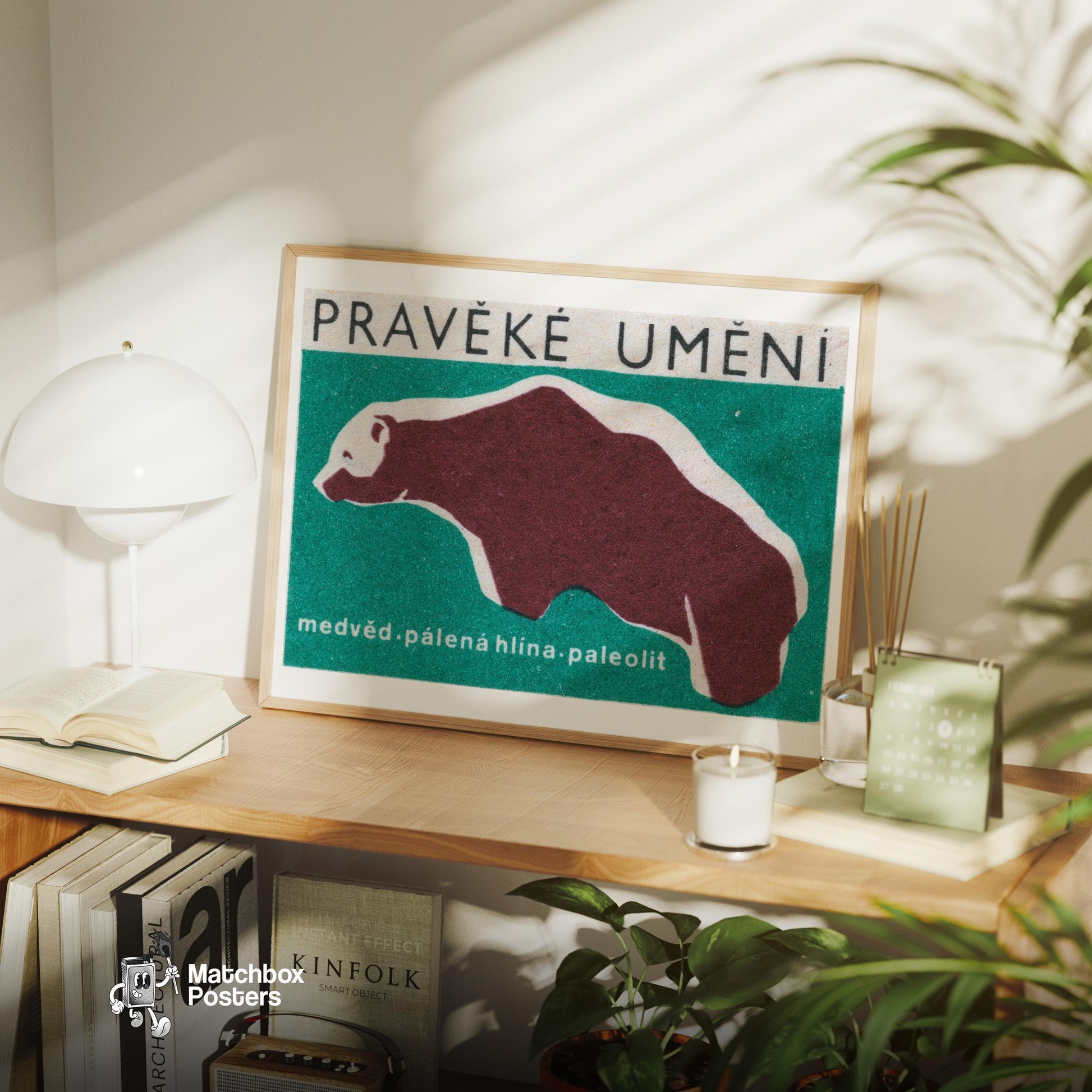 Bear - vintage matchbox label print - office wall