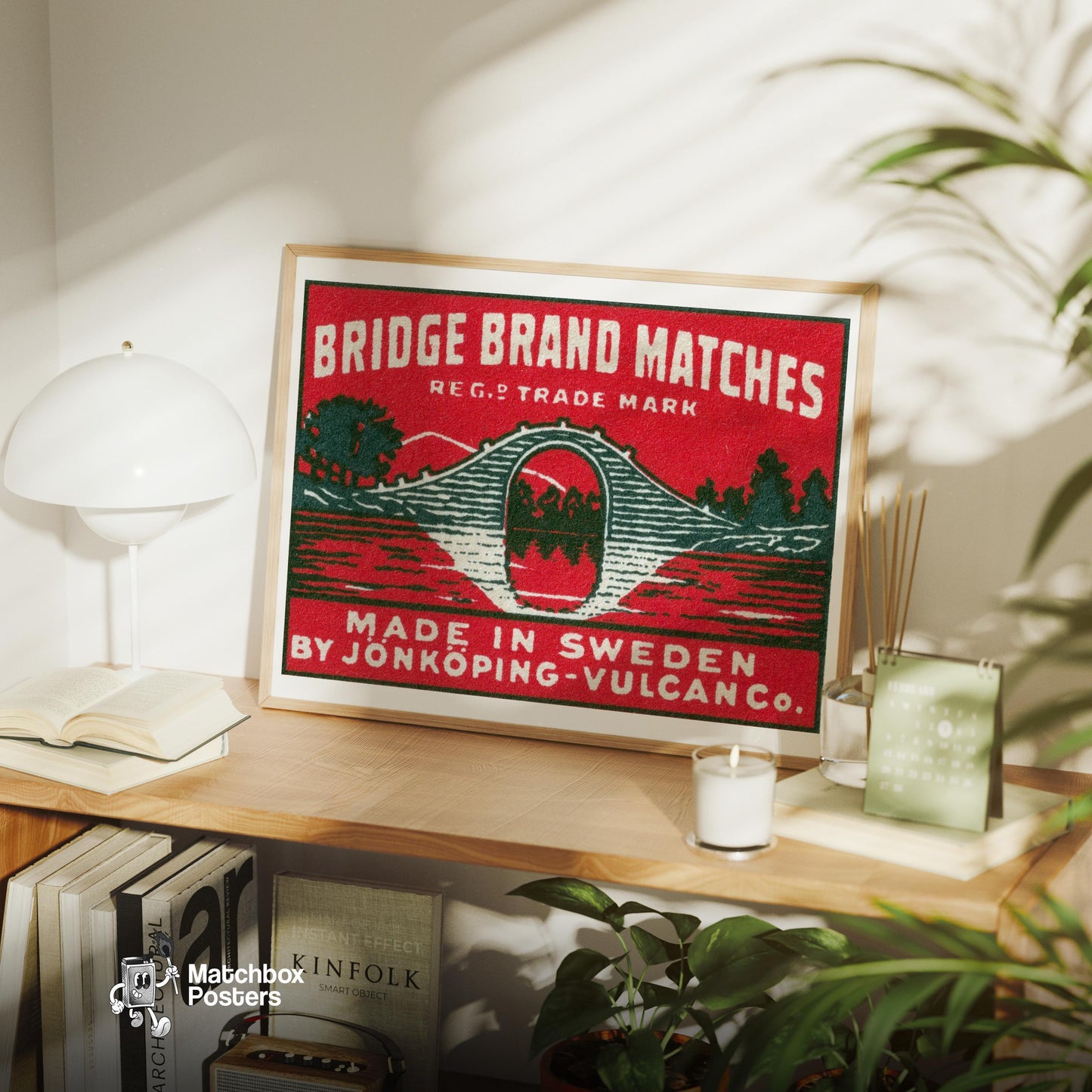 Bridge - vintage matchbox label print - office wall