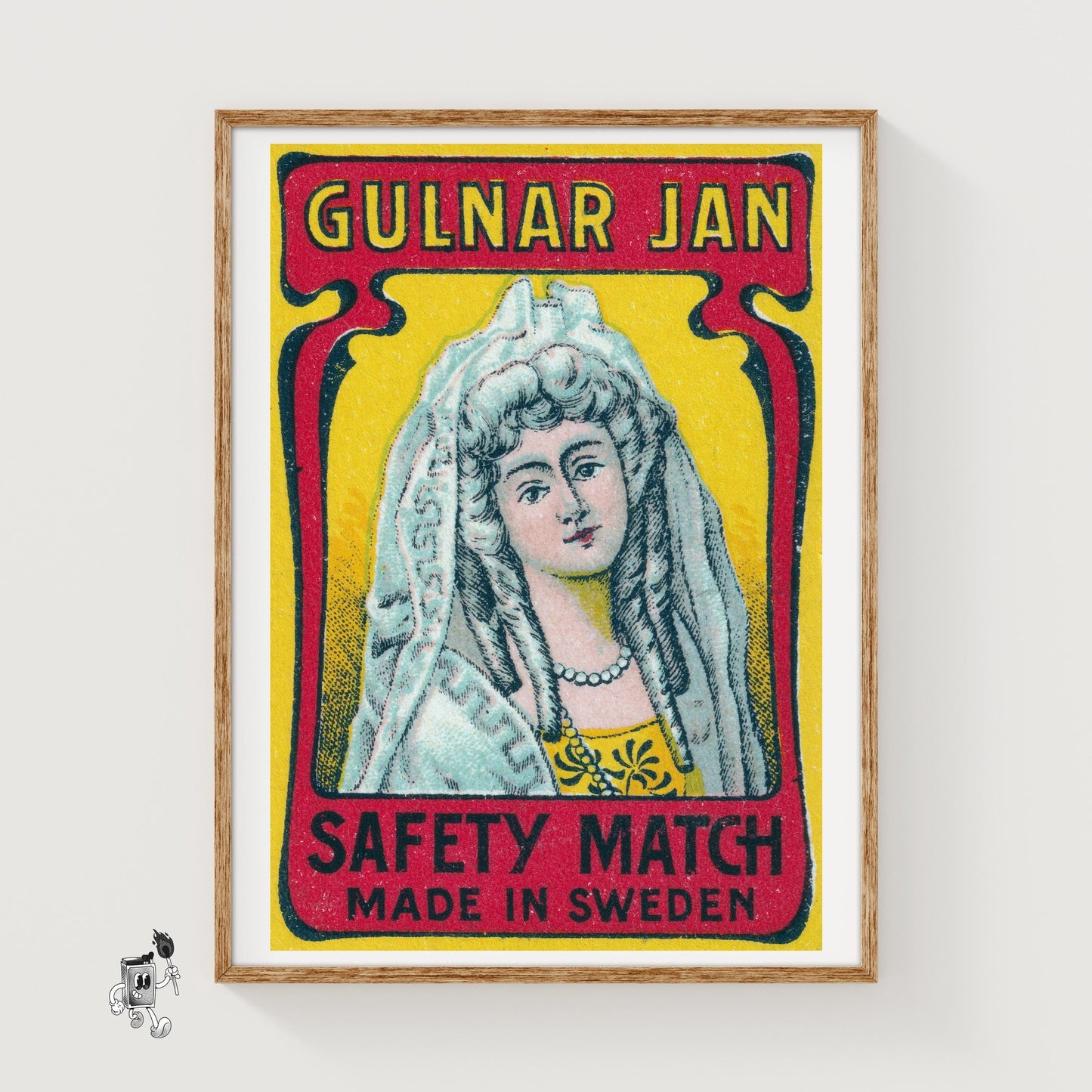 Woman in White Veil - vintage matchbox label print