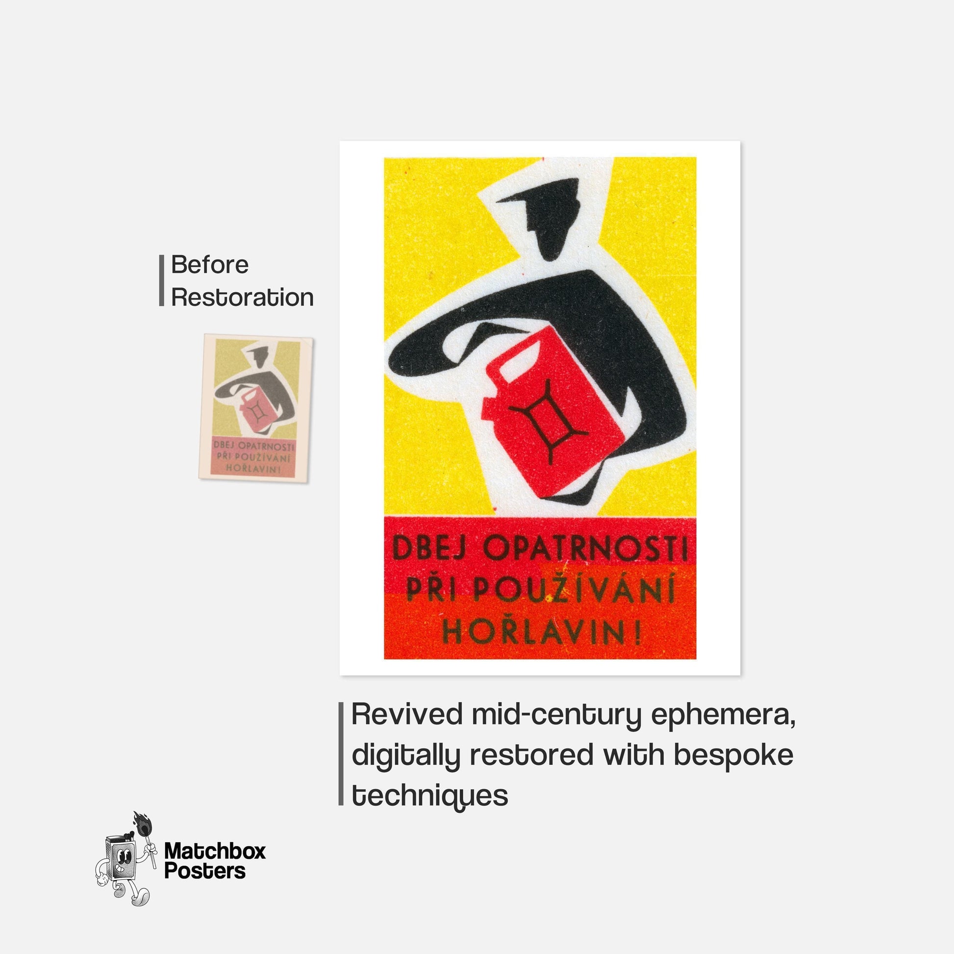 Red Jerry Can - vintage matchbox label print - framed wall art preview
