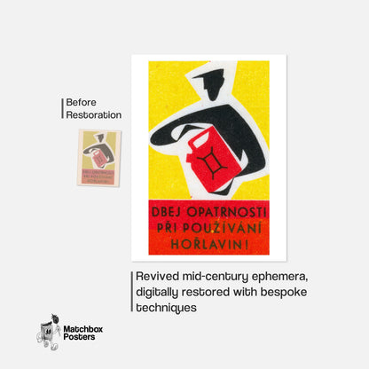 Red Jerry Can - vintage matchbox label print - framed wall art preview