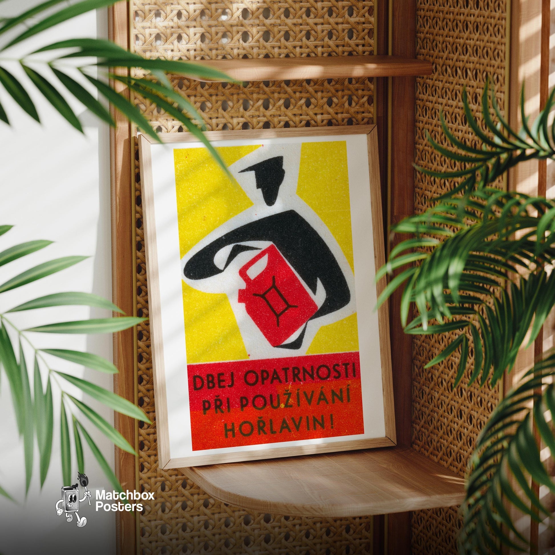 Red Jerry Can - vintage matchbox label print - office wall