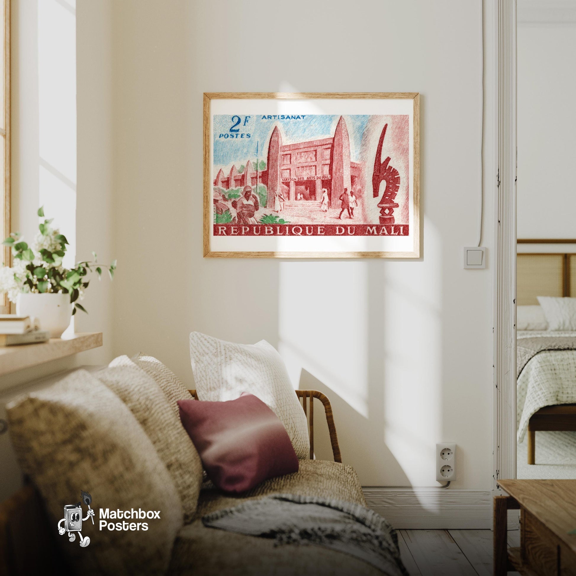 Centre of Artisinal Arts - vintage matchbox label print - living room mockup