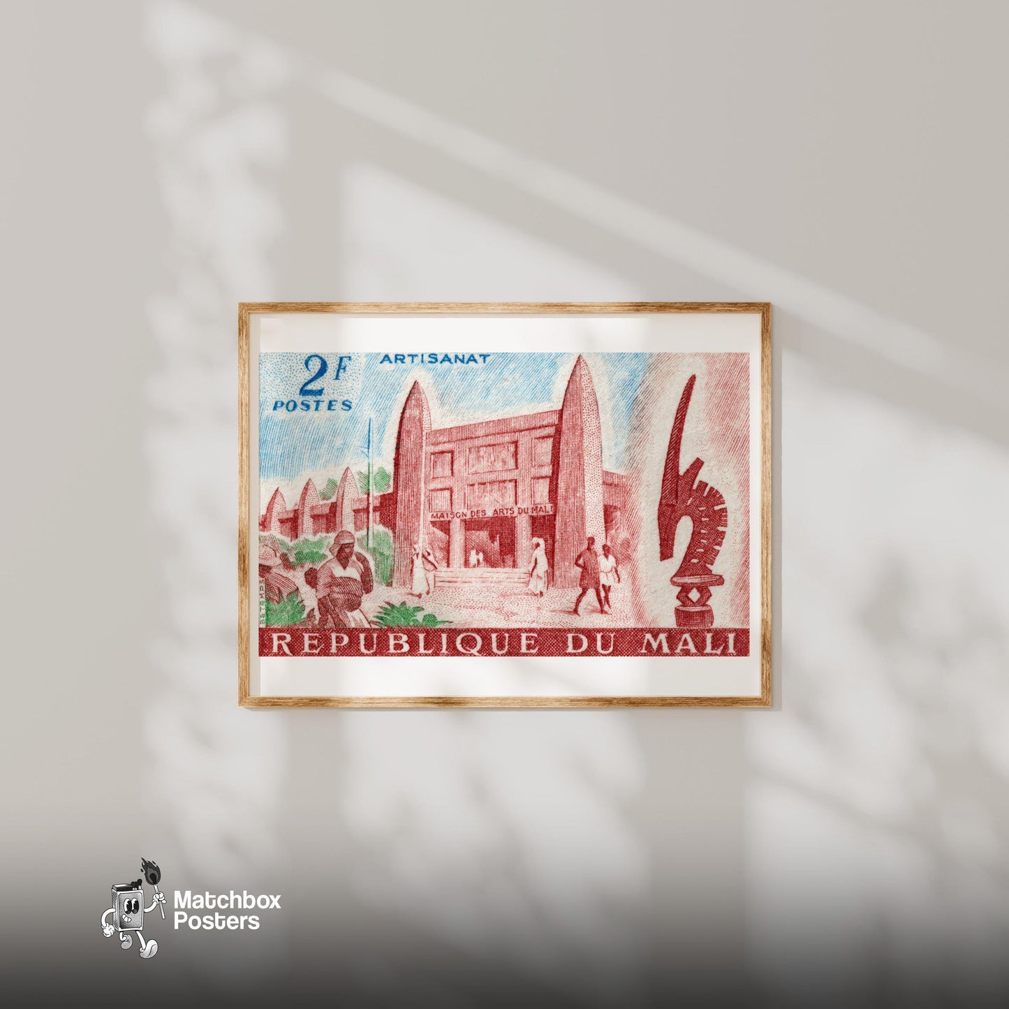 Centre of Artisinal Arts - vintage matchbox label print - bedroom mockup