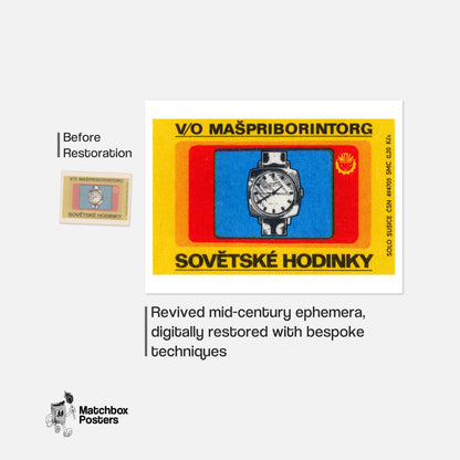 Illustration Of A Wristwatch - vintage matchbox label print - framed wall art preview