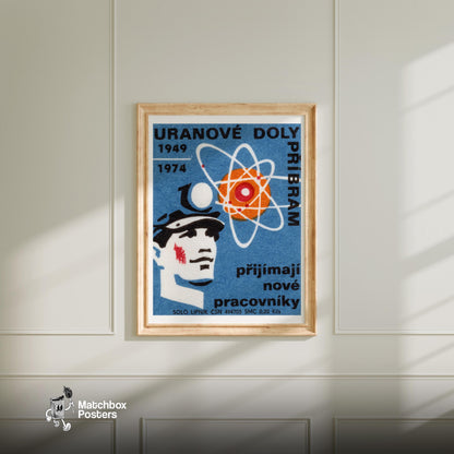 Atomic Symbol - vintage matchbox label print - bedroom mockup