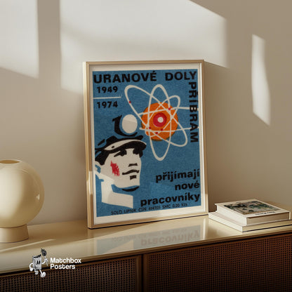 Atomic Symbol - vintage matchbox label print - size comparison