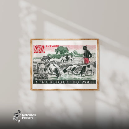 Goat Farmer - vintage matchbox label print - bedroom mockup