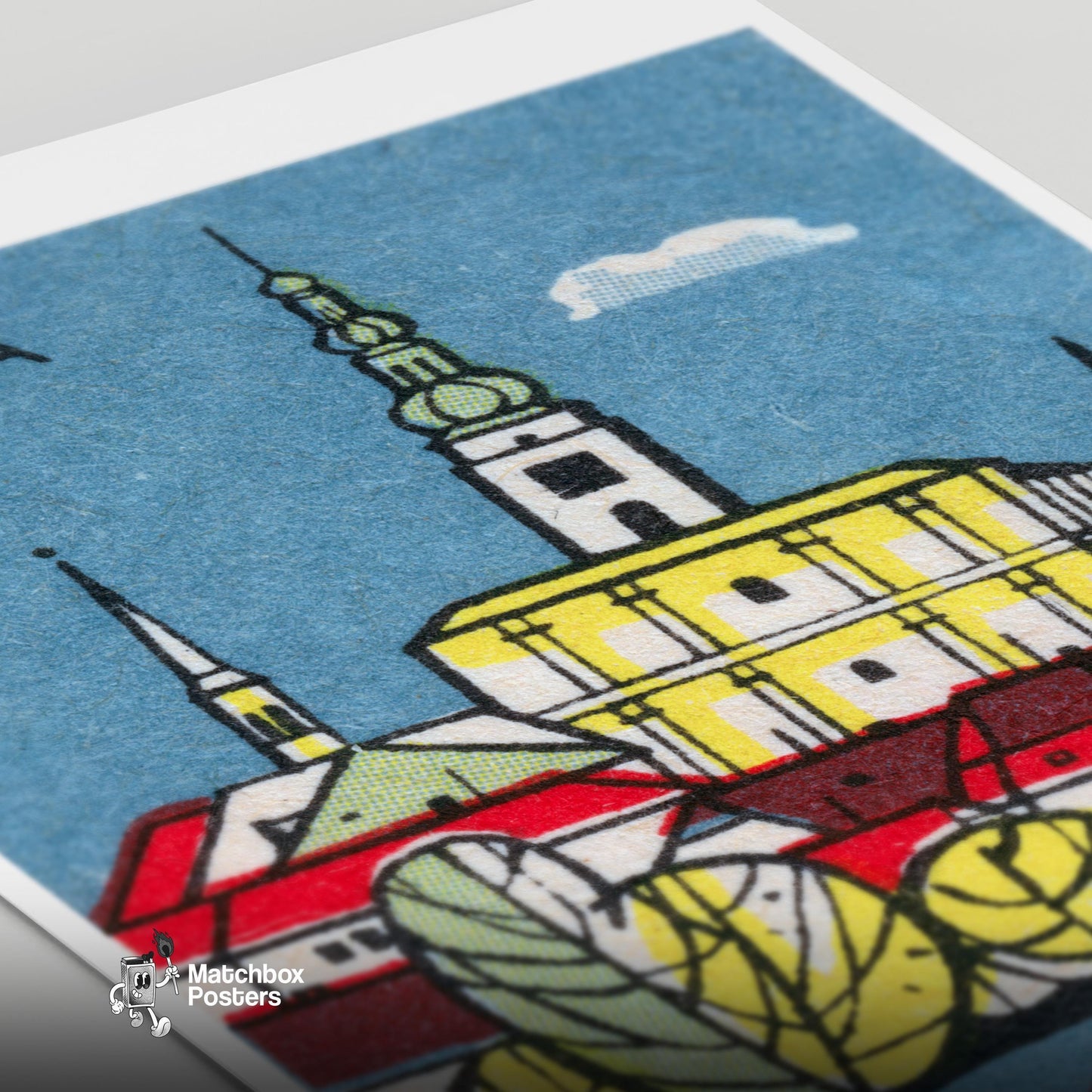 Church - vintage matchbox label print - close-up detail