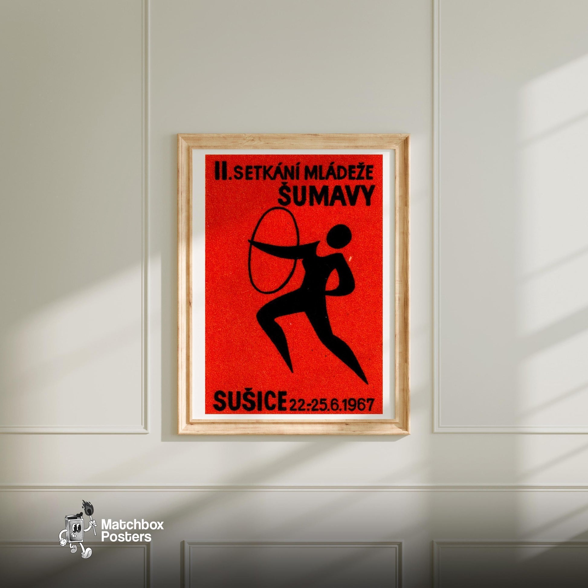 Youth Convention Hoop - vintage matchbox label print - bedroom mockup