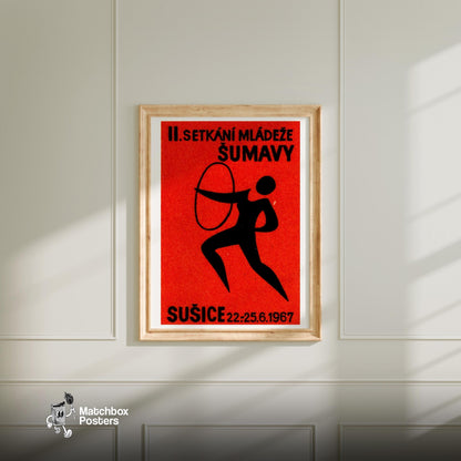 Youth Convention Hoop - vintage matchbox label print - bedroom mockup