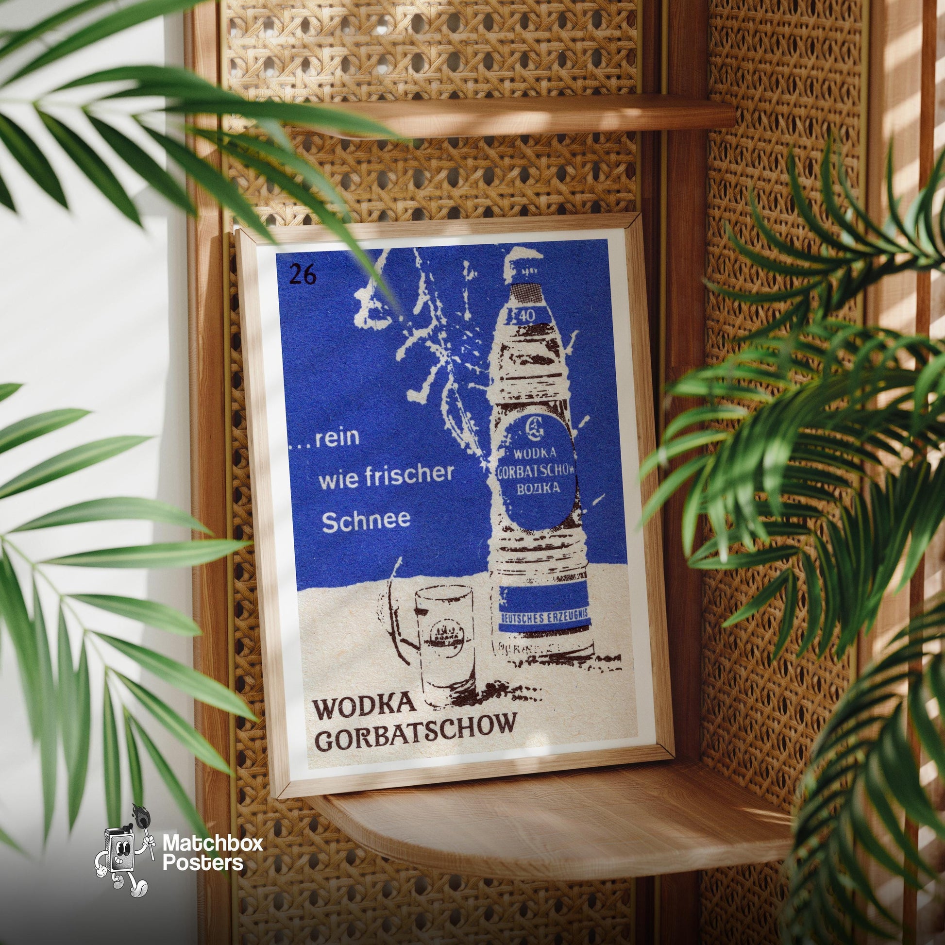 Snow Vodka Bottle - vintage matchbox label print - office wall