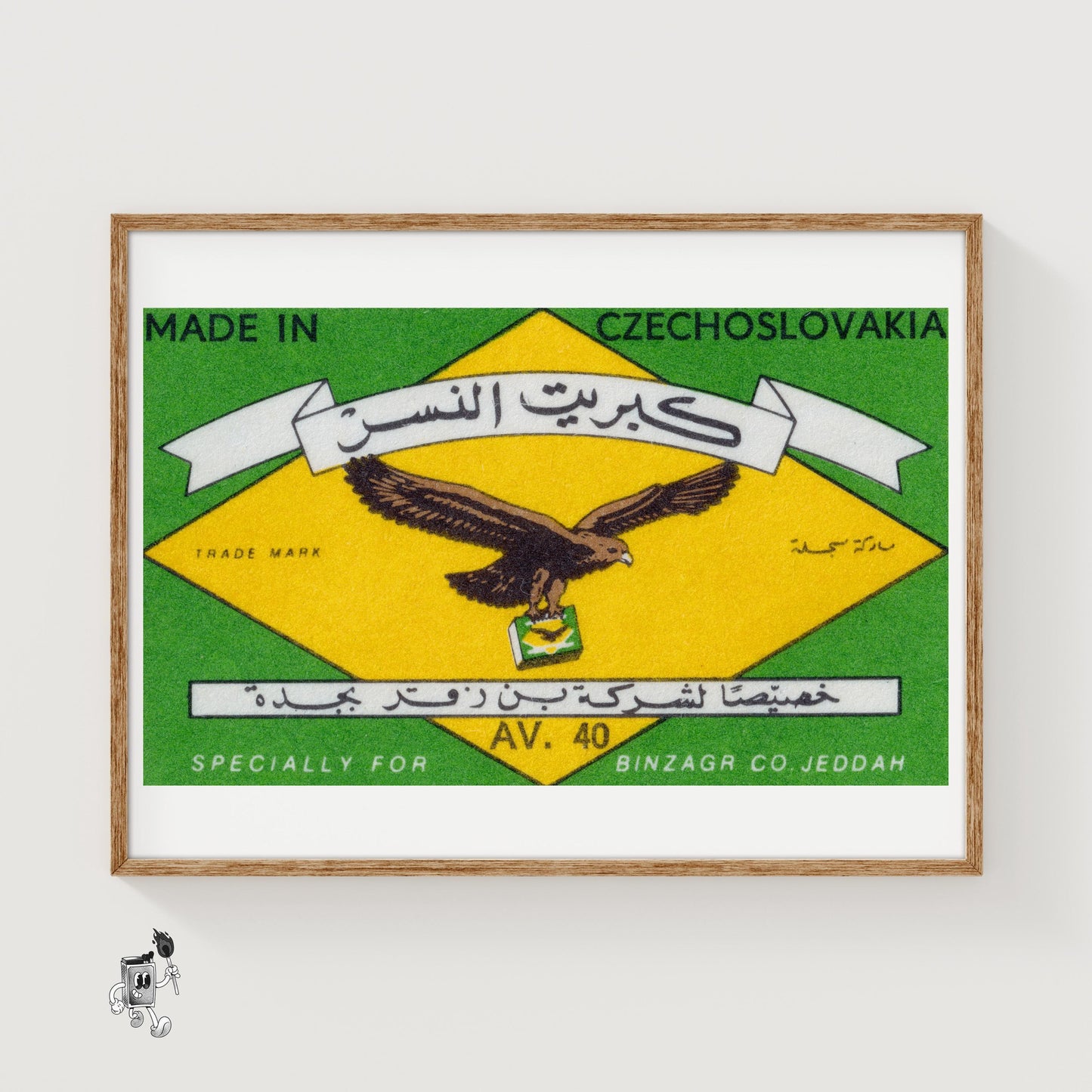Eagle Carrying - vintage matchbox label print