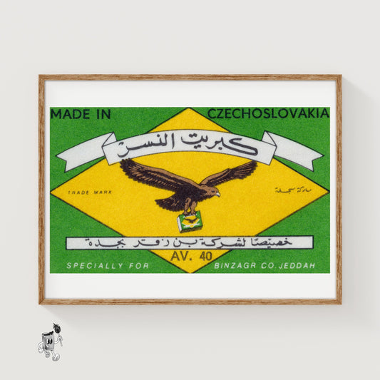 Eagle Carrying - vintage matchbox label print
