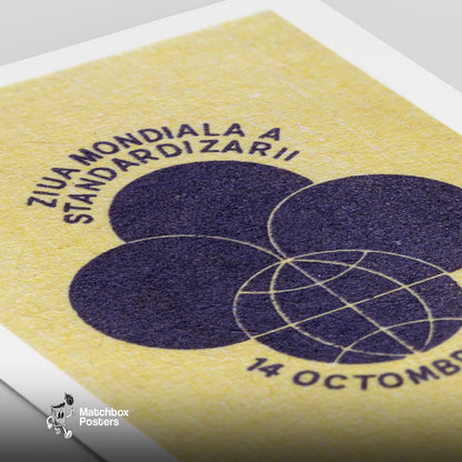 World Standardization Day - vintage matchbox label print - close-up detail