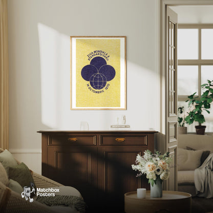 World Standardization Day - vintage matchbox label print - living room mockup