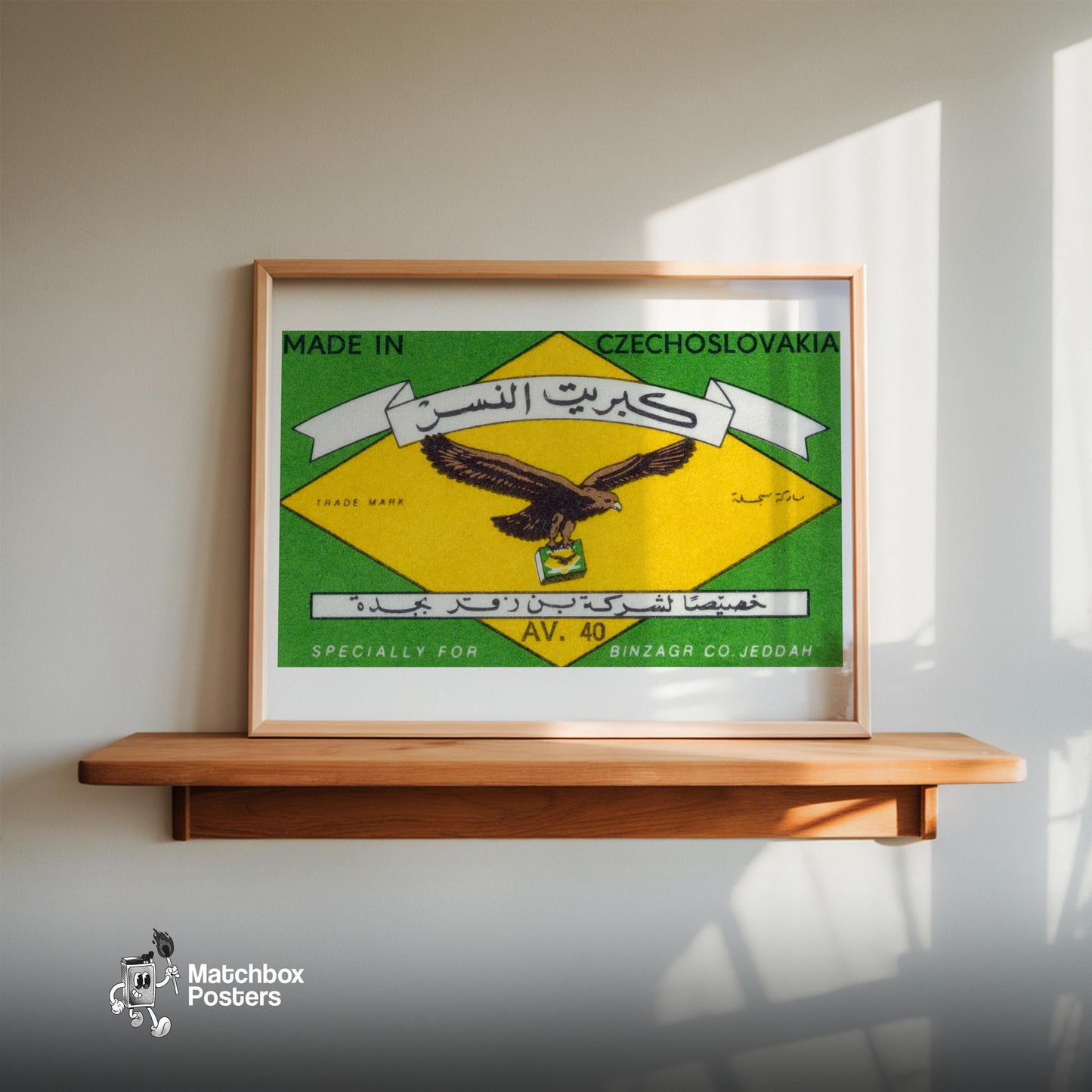 Eagle Carrying - vintage matchbox label print - size comparison