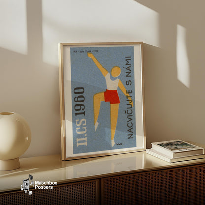 The Dancer - vintage matchbox label print - size comparison