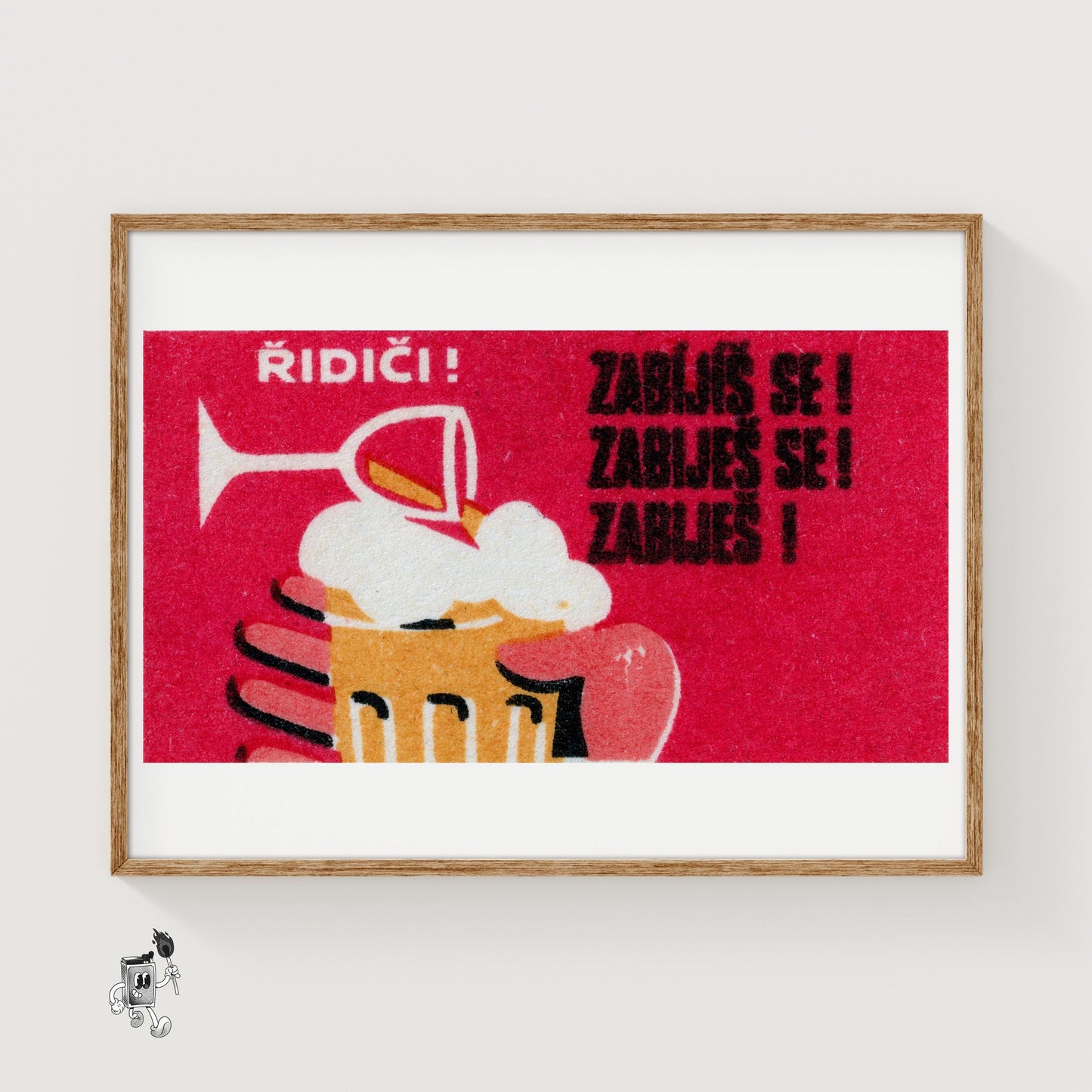 Pint of Beer - vintage matchbox label print
