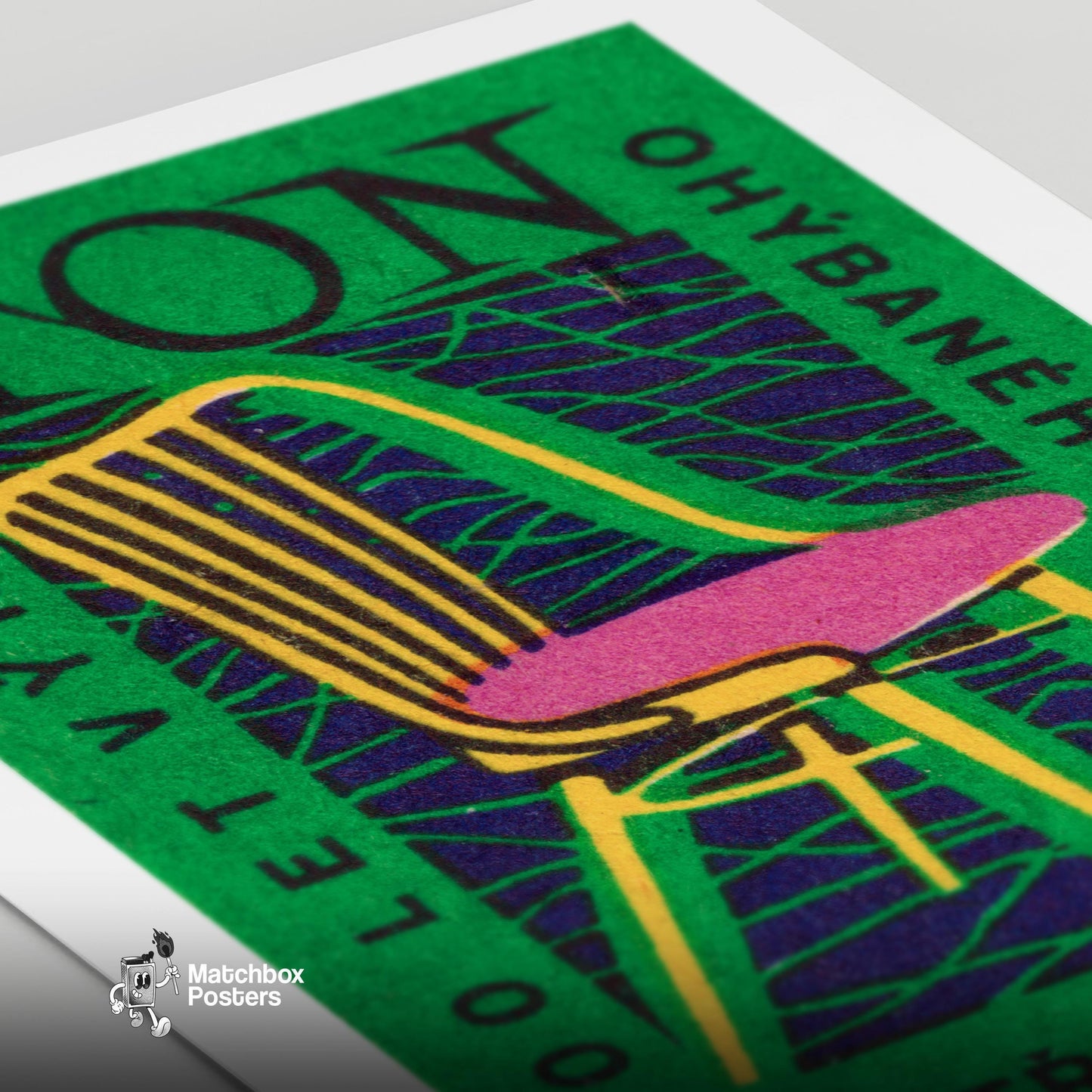 Yellow Chair - vintage matchbox label print - close-up detail