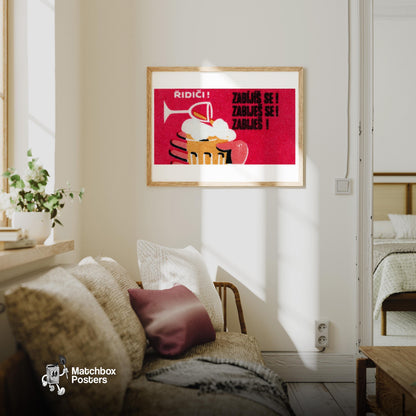 Pint of Beer - vintage matchbox label print - living room mockup