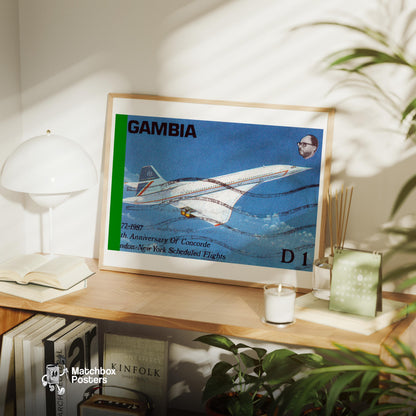 Concord Vintage Gambia Postage Stamp Print - vintage matchbox label print - office wall