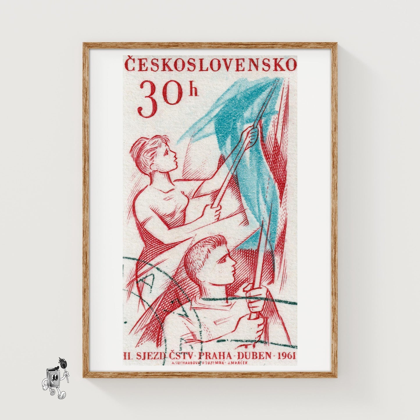 Czech Flag - vintage matchbox label print
