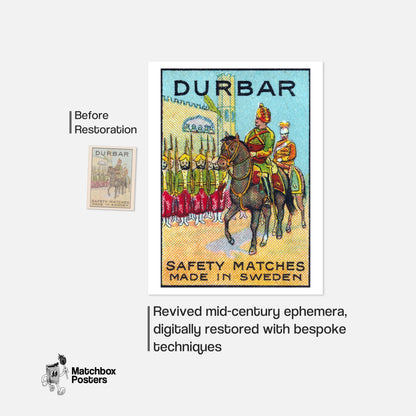 Royal Horse Rider - vintage matchbox label print - framed wall art preview