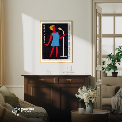 Golfer - vintage matchbox label print - living room mockup