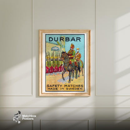 Royal Horse Rider - vintage matchbox label print - bedroom mockup