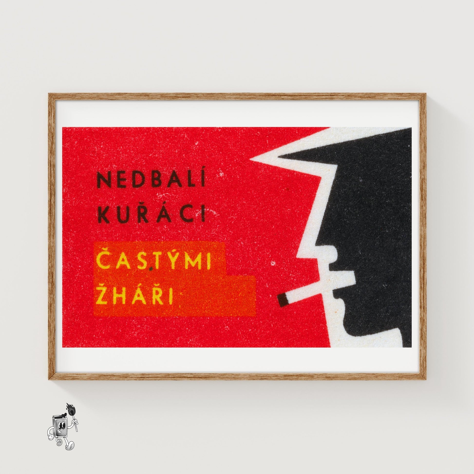 Man Smoking - vintage matchbox label print