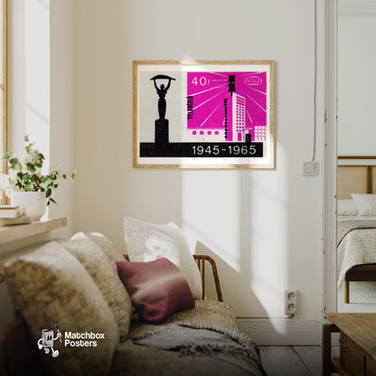 Television Broadcast - vintage matchbox label print - living room mockup