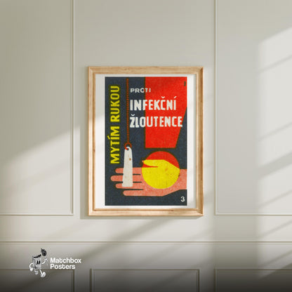 Wash Your Hands - vintage matchbox label print - bedroom mockup