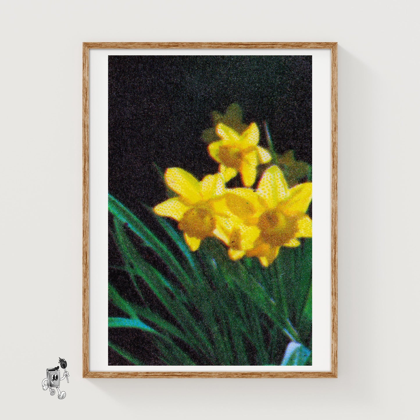 Yellow Daffodil - vintage matchbox label print