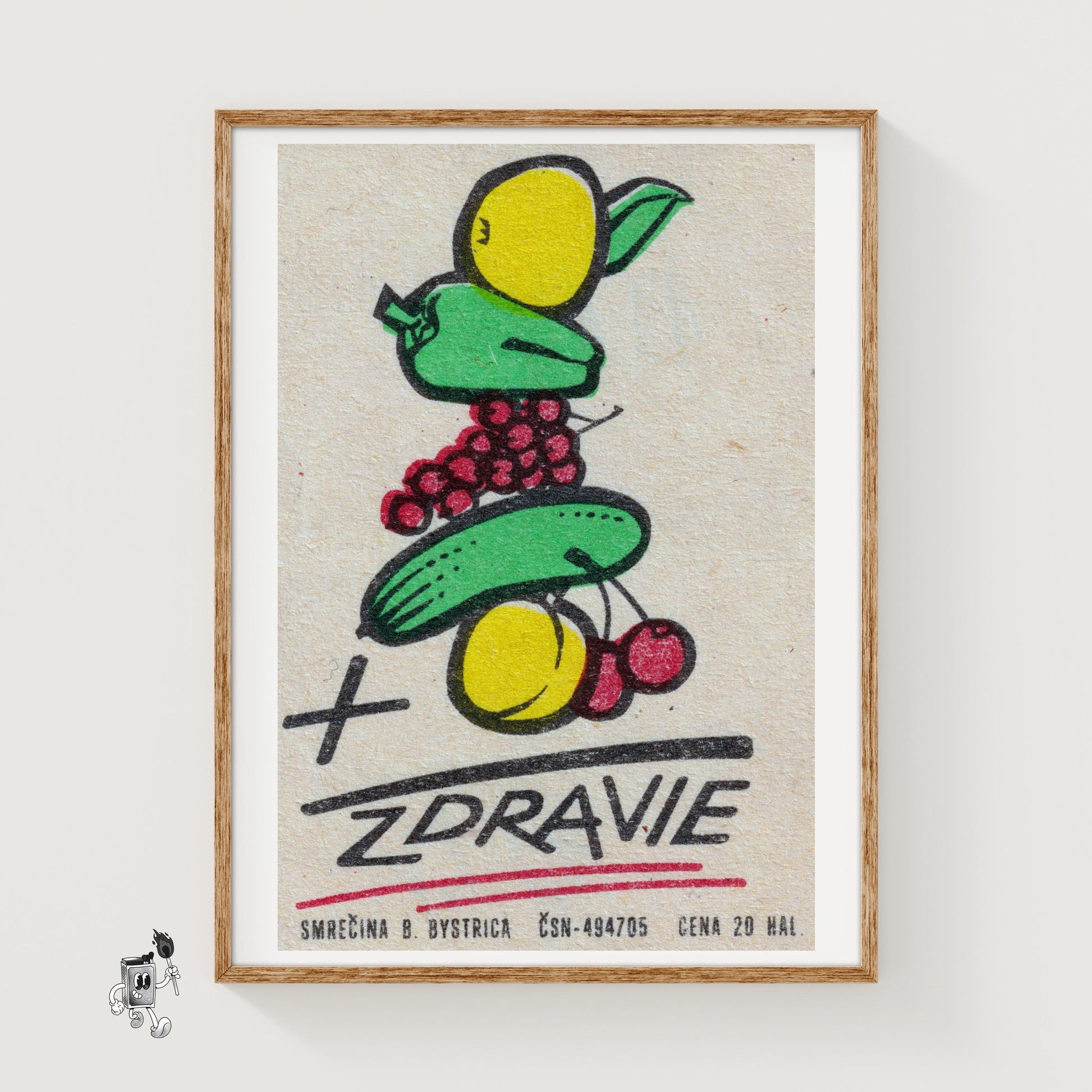 Illustration Of Fruits - vintage matchbox label print