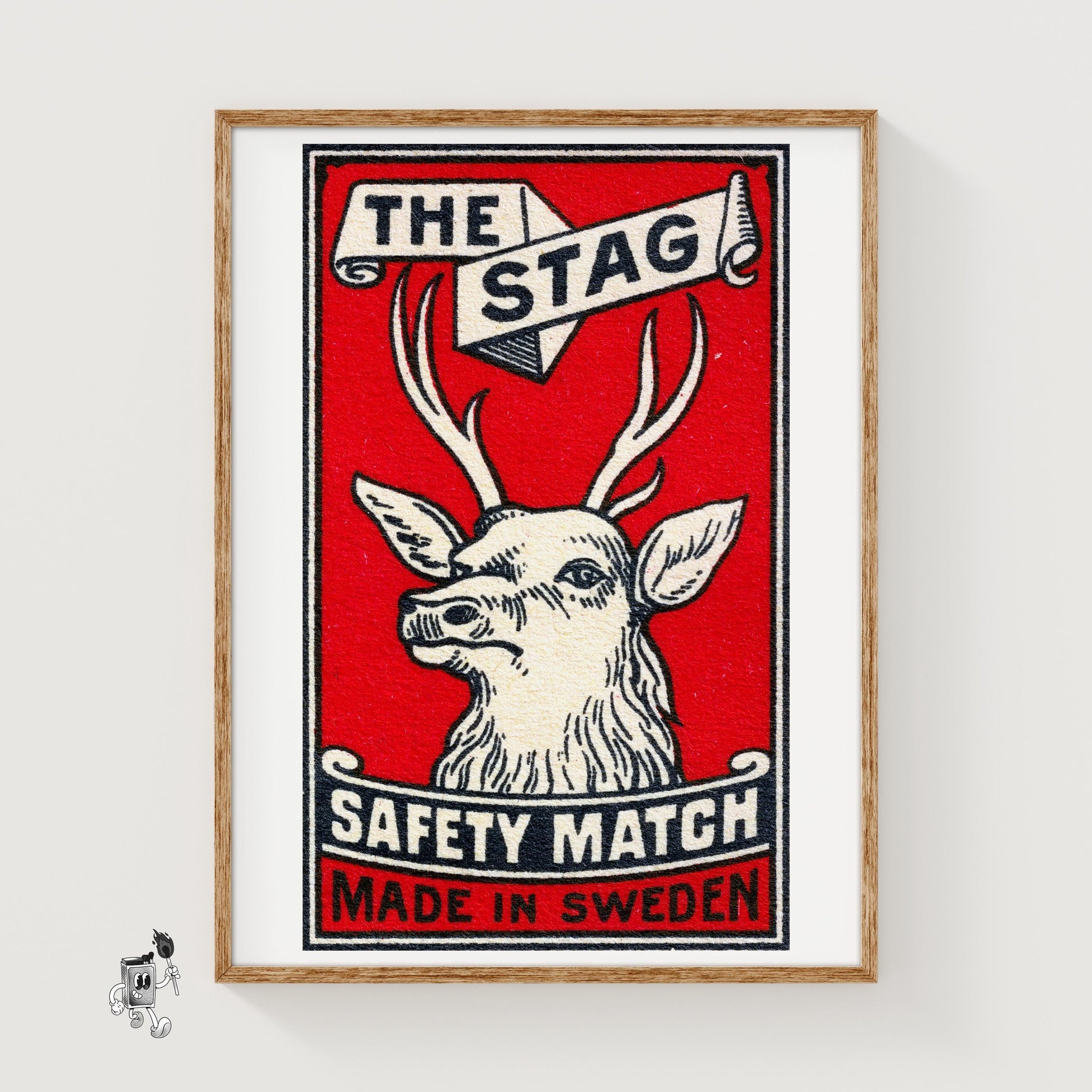 The Stag: Vintage Sweden - vintage matchbox label print