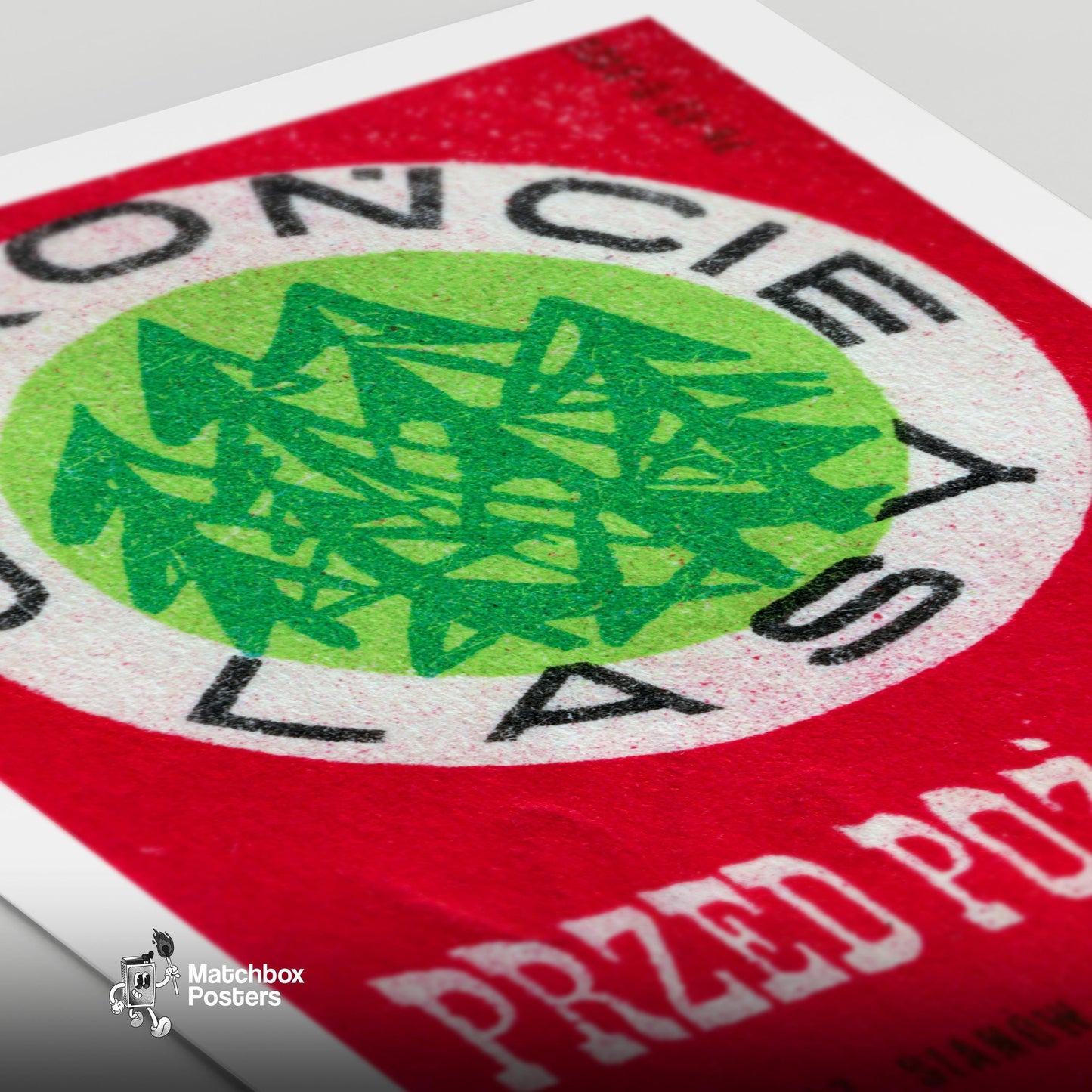 Green Forest - vintage matchbox label print - close-up detail