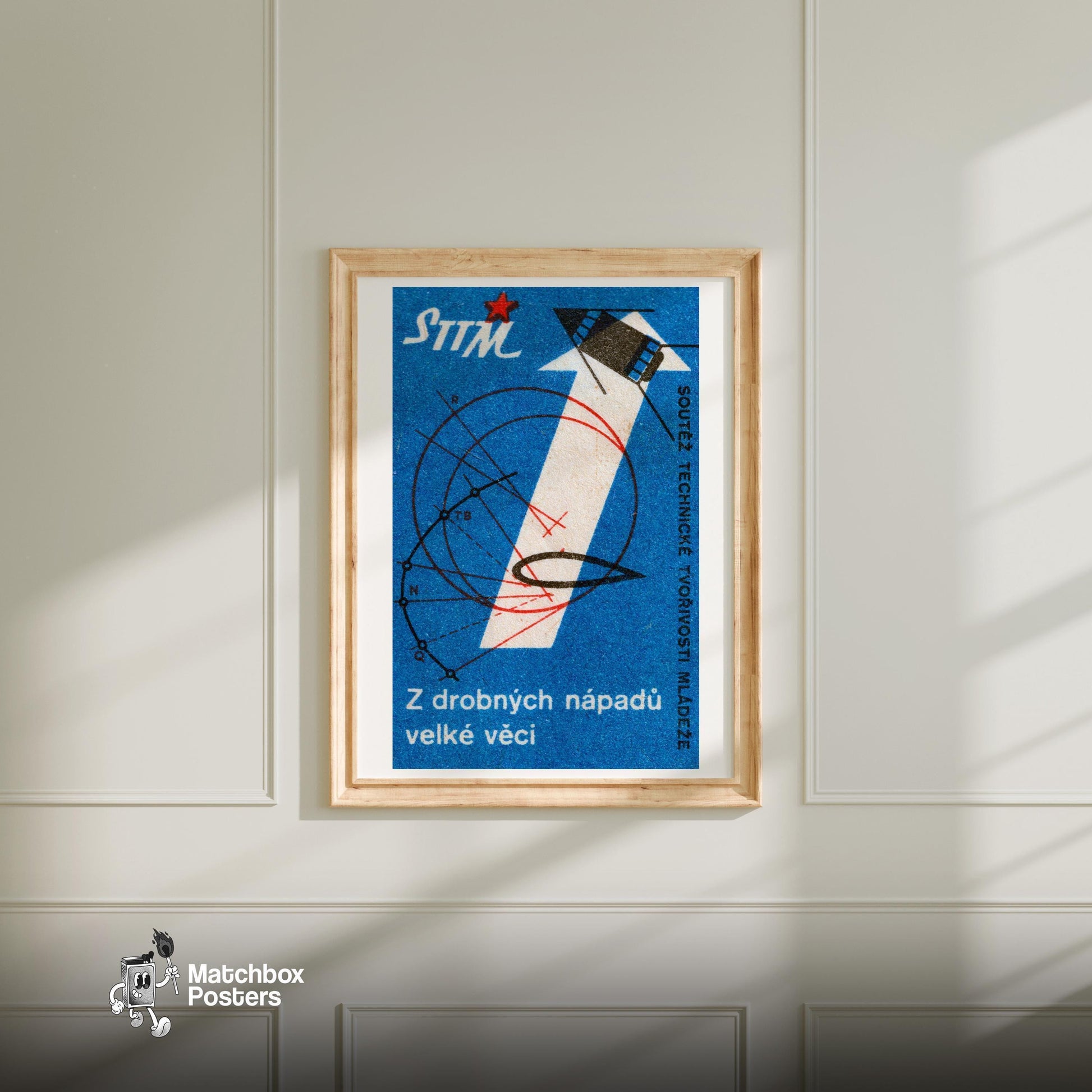Technological Innovation - vintage matchbox label print - bedroom mockup
