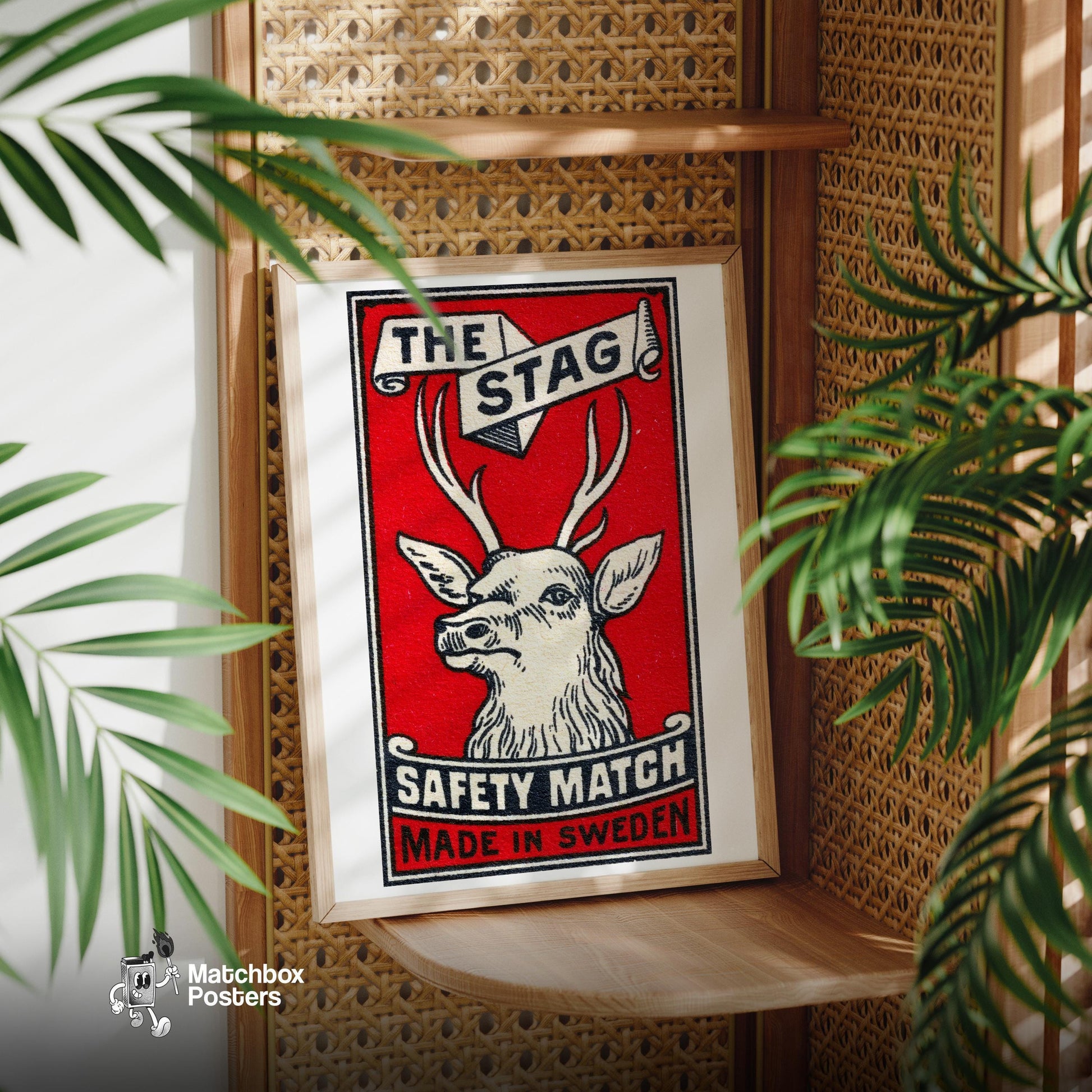 The Stag: Vintage Sweden - vintage matchbox label print - office wall
