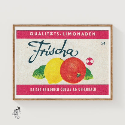 Lemon and Orange - vintage matchbox label print