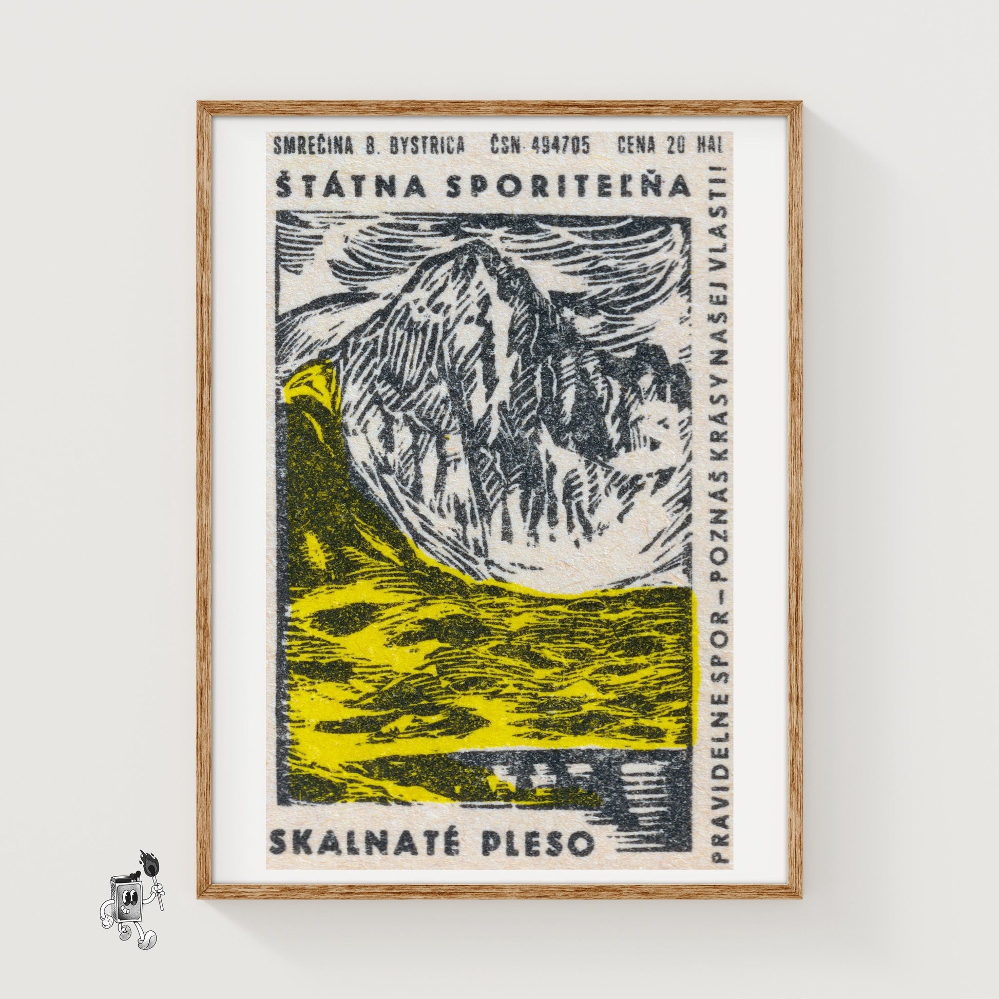 Yellow Glacier - vintage matchbox label print