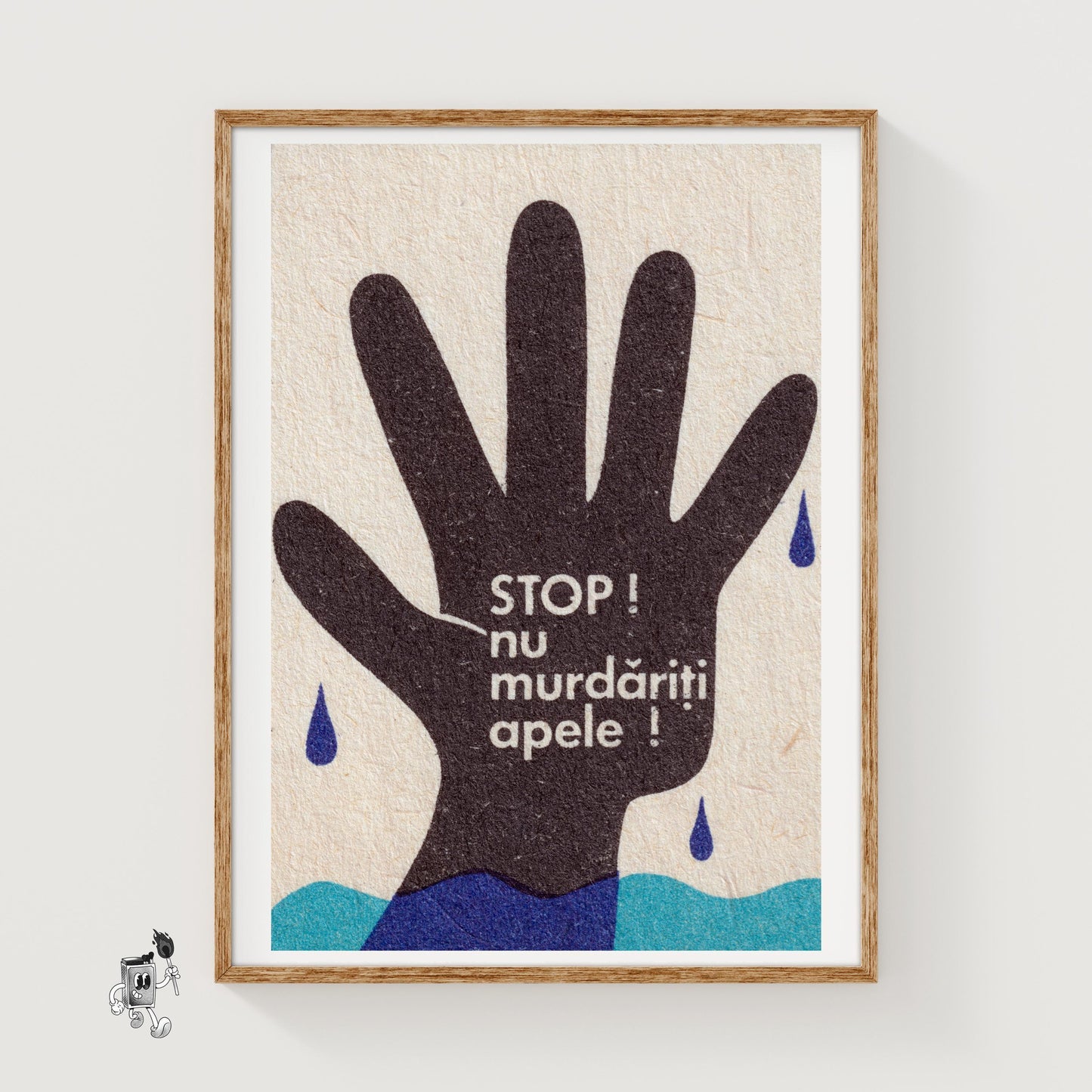 Don't Pollute The Waters - vintage matchbox label print