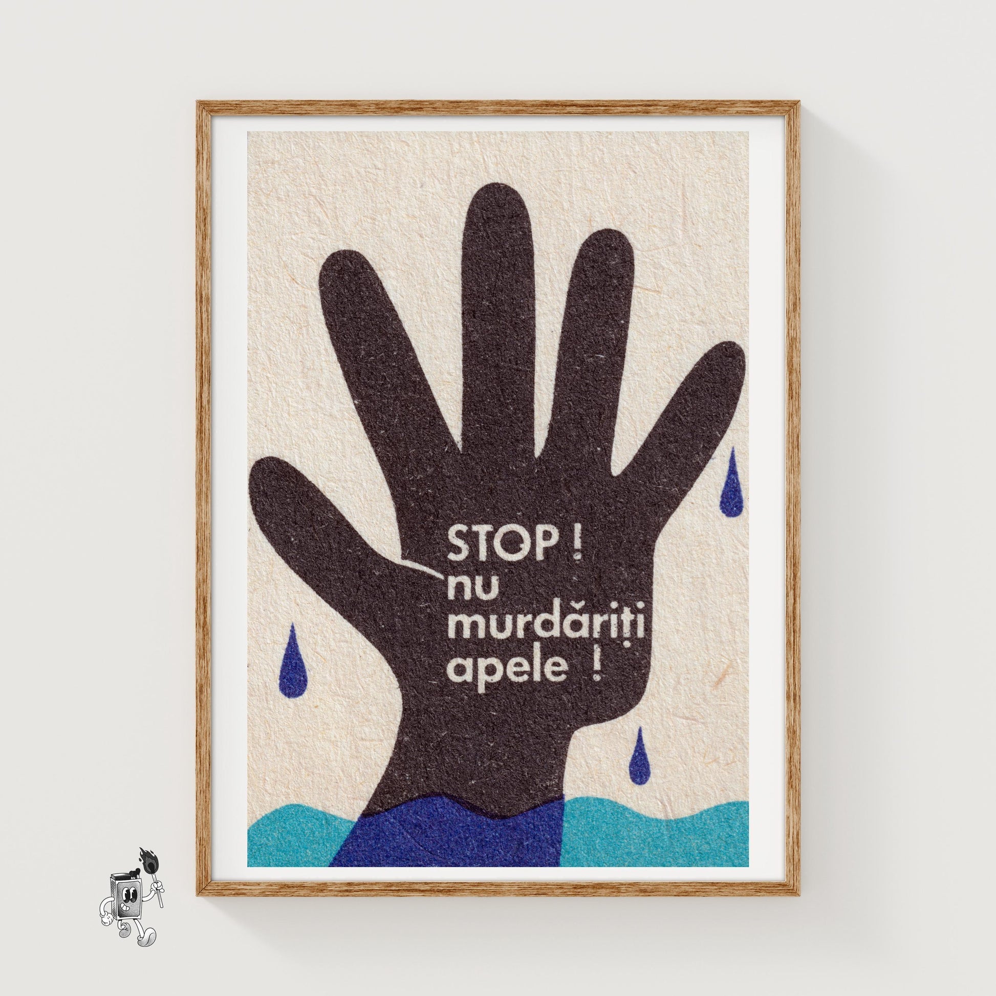 Don't Pollute The Waters - vintage matchbox label print