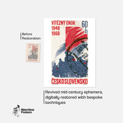 Czech Communists - vintage matchbox label print - framed wall art preview