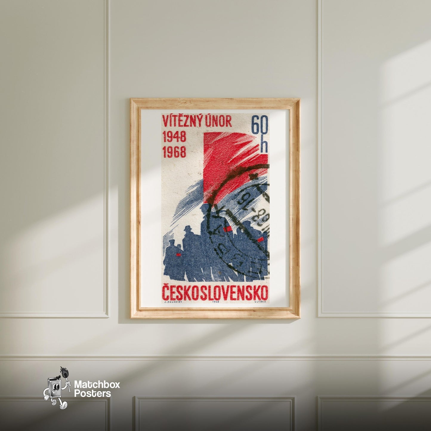 Czech Communists - vintage matchbox label print - bedroom mockup