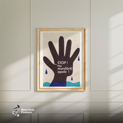 Don't Pollute The Waters - vintage matchbox label print - bedroom mockup