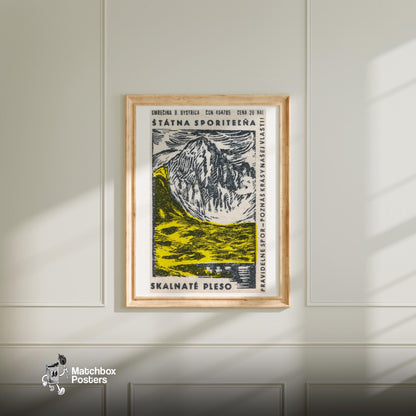 Yellow Glacier - vintage matchbox label print - bedroom mockup