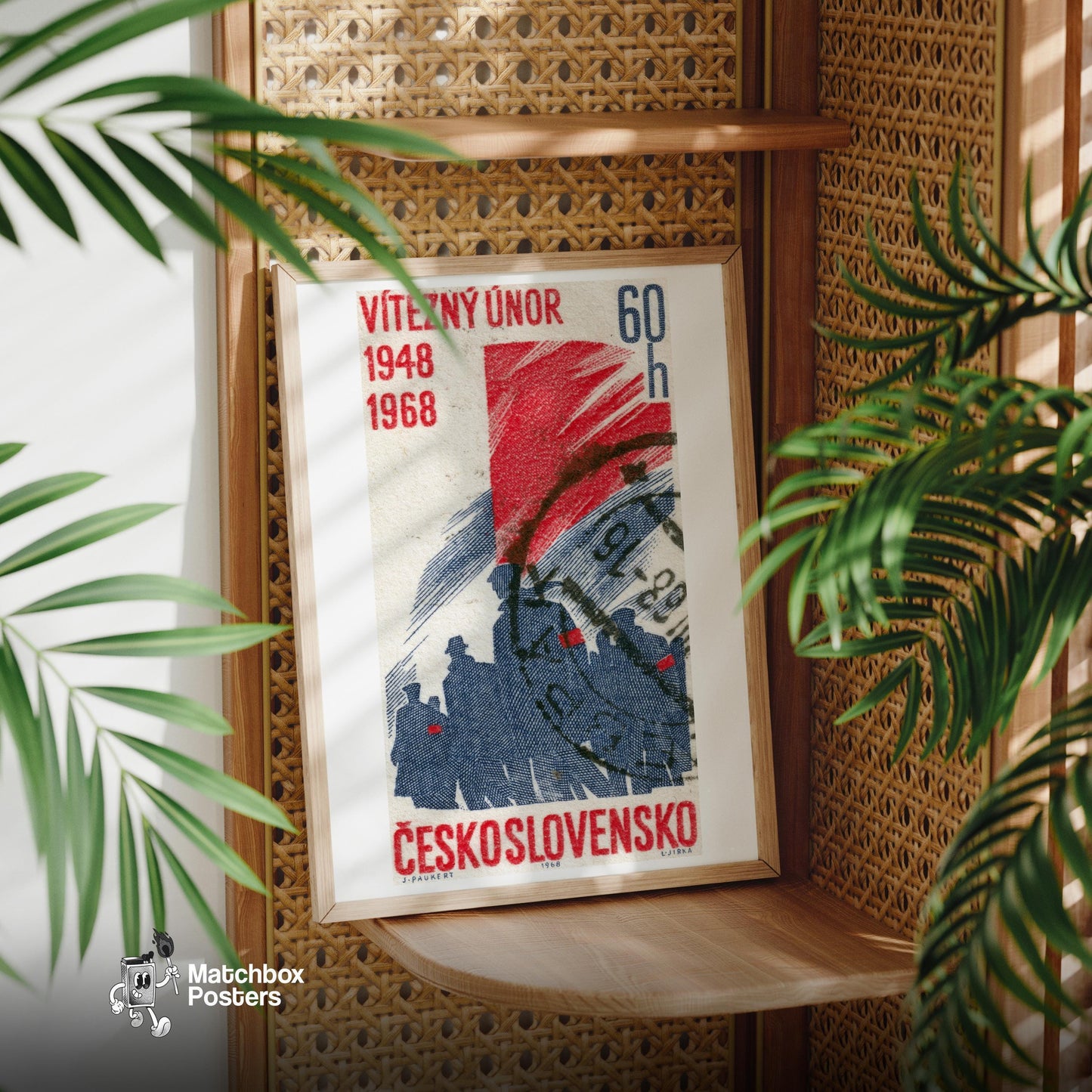 Czech Communists - vintage matchbox label print - office wall