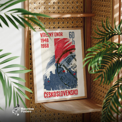 Czech Communists - vintage matchbox label print - office wall